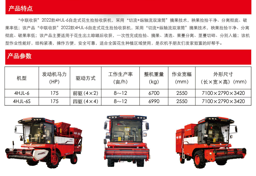 中联收获2022新款4HJL-6型自走式花生捡拾收获机(图1)